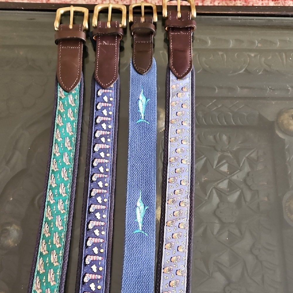 Vineyard Vines Kids 4 Belts in Blue and Green